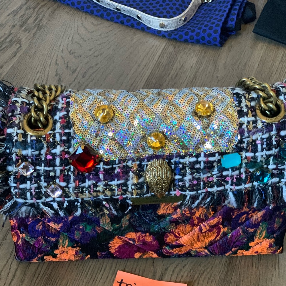 KURT GEIGER tweed vintage floral crossbody bag